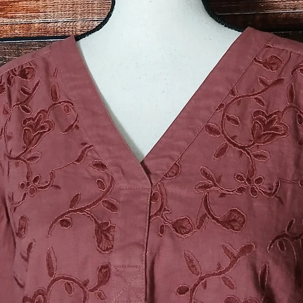 Soft Surroundings Tunic Top M Linen Blend Embroidered - Picture 3 of 8